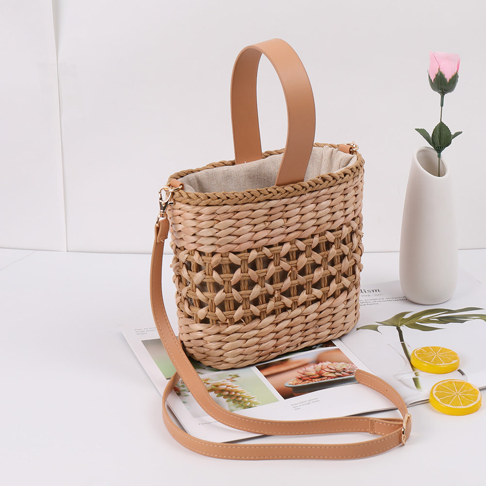 Natural Corn Husk Pastoral Art Female Bag Woven Chain Buckle Straw Bag